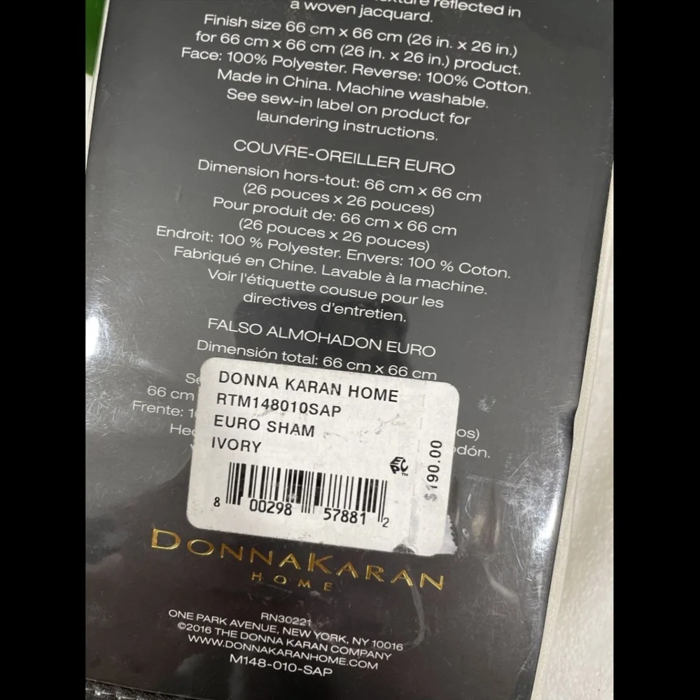 NIB $190 Donna Karan‎ Rhythm [ 1 ] Jacquard Euro Pillow Sham